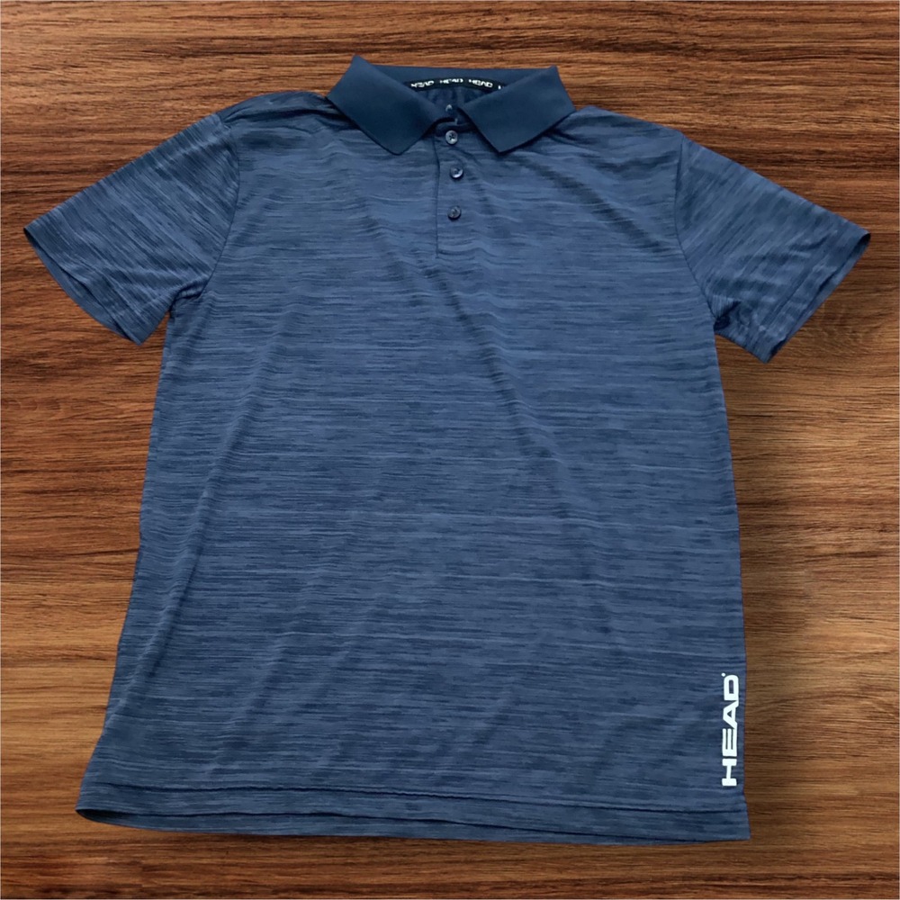 Head Mens Performance Polo Shirt Navy Blue Space Dye Athletic Tennis Golf Small